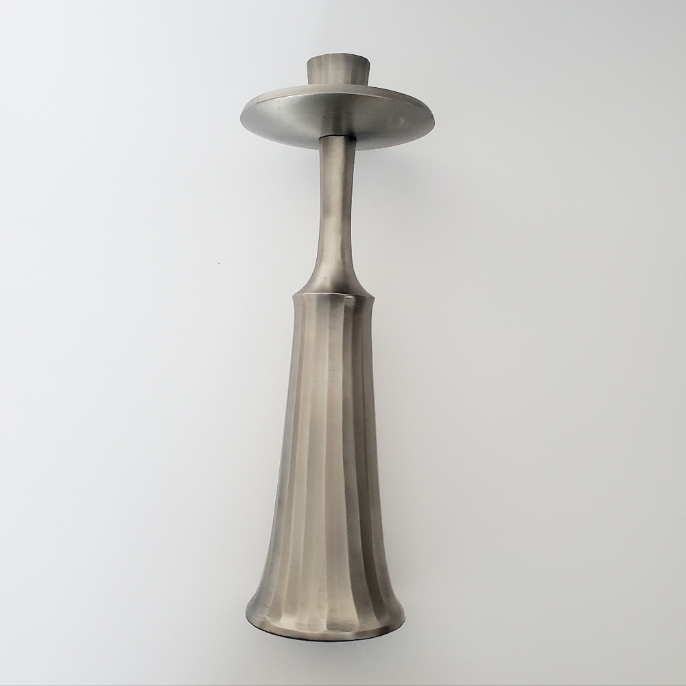 TORRE & TAGUS Sleek Sculpted Modernist Candlestick Holder Tapered Fluted Design